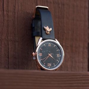 Black and rose gold bumblebee watch